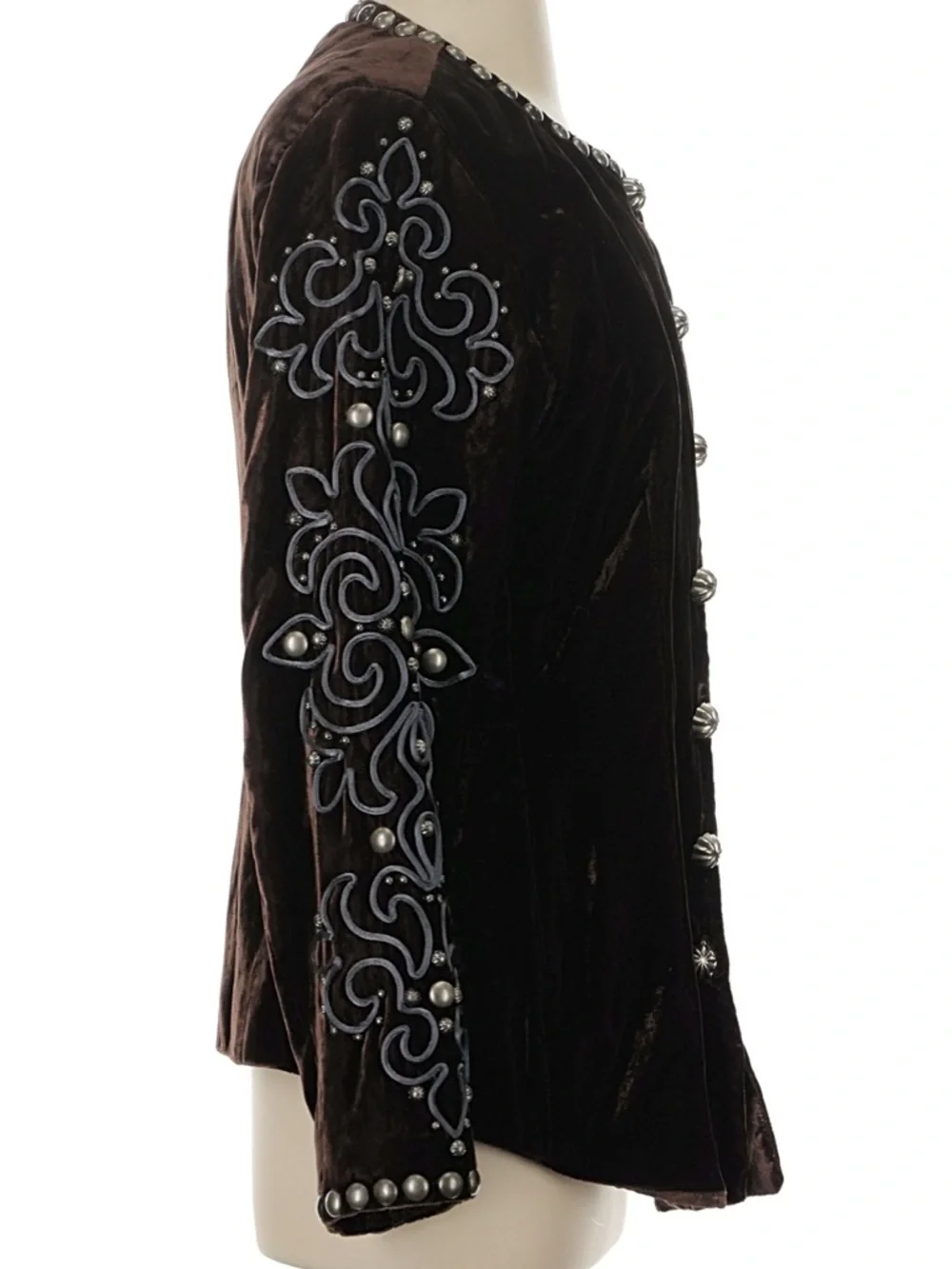 Double D Ranch Deep Brown Plum Velvet Jacket Silver Conchos Size S rodeo ranch - Picture 6 of 6